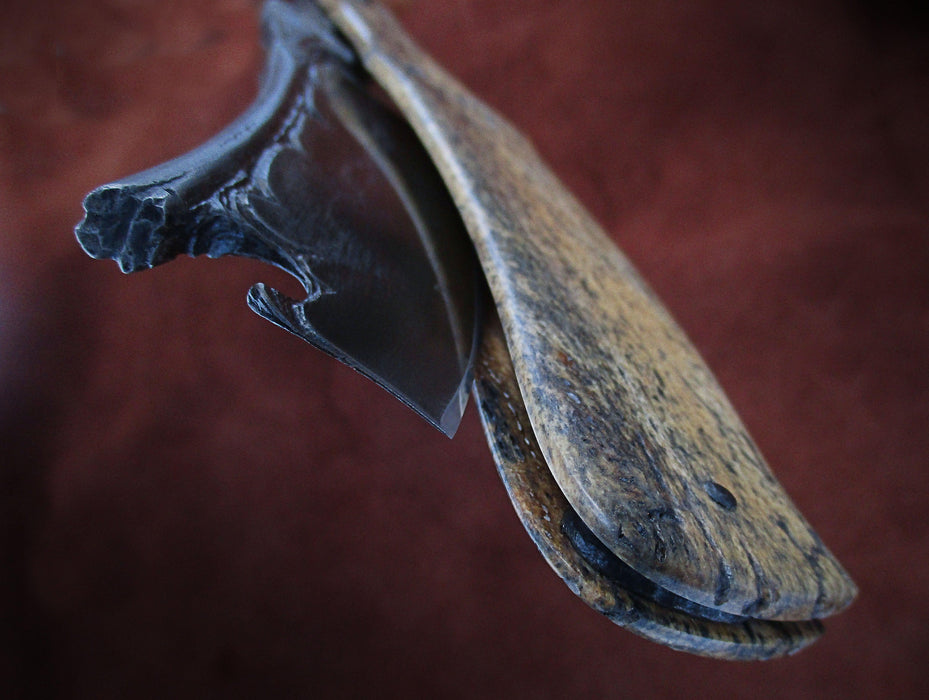 Dylan Farnham Fossil Wal - rus Bone Handle Custom Straight Razor