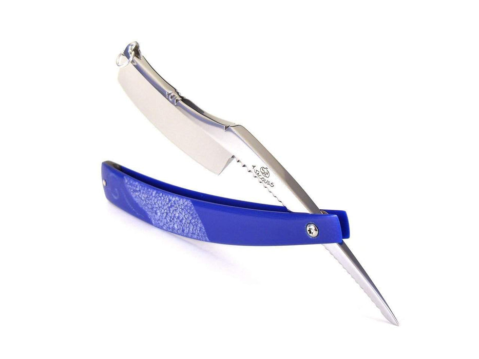 ALEX JACQUES CUSTOM 7/8" RAZOR - WITH RING and BLUE G10 SCALES-