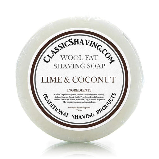 Classic Shaving Wool Fat Shaving Soap - 3" Lime & Coconut-