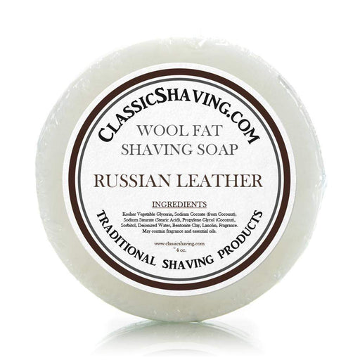 Classic Shaving Wool Fat Shaving Soap - 3" Russian Leather-