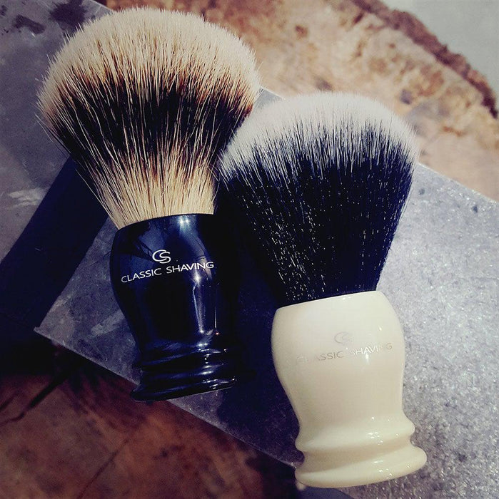 Classic Brand Shaving Brushes in Black or Ivory