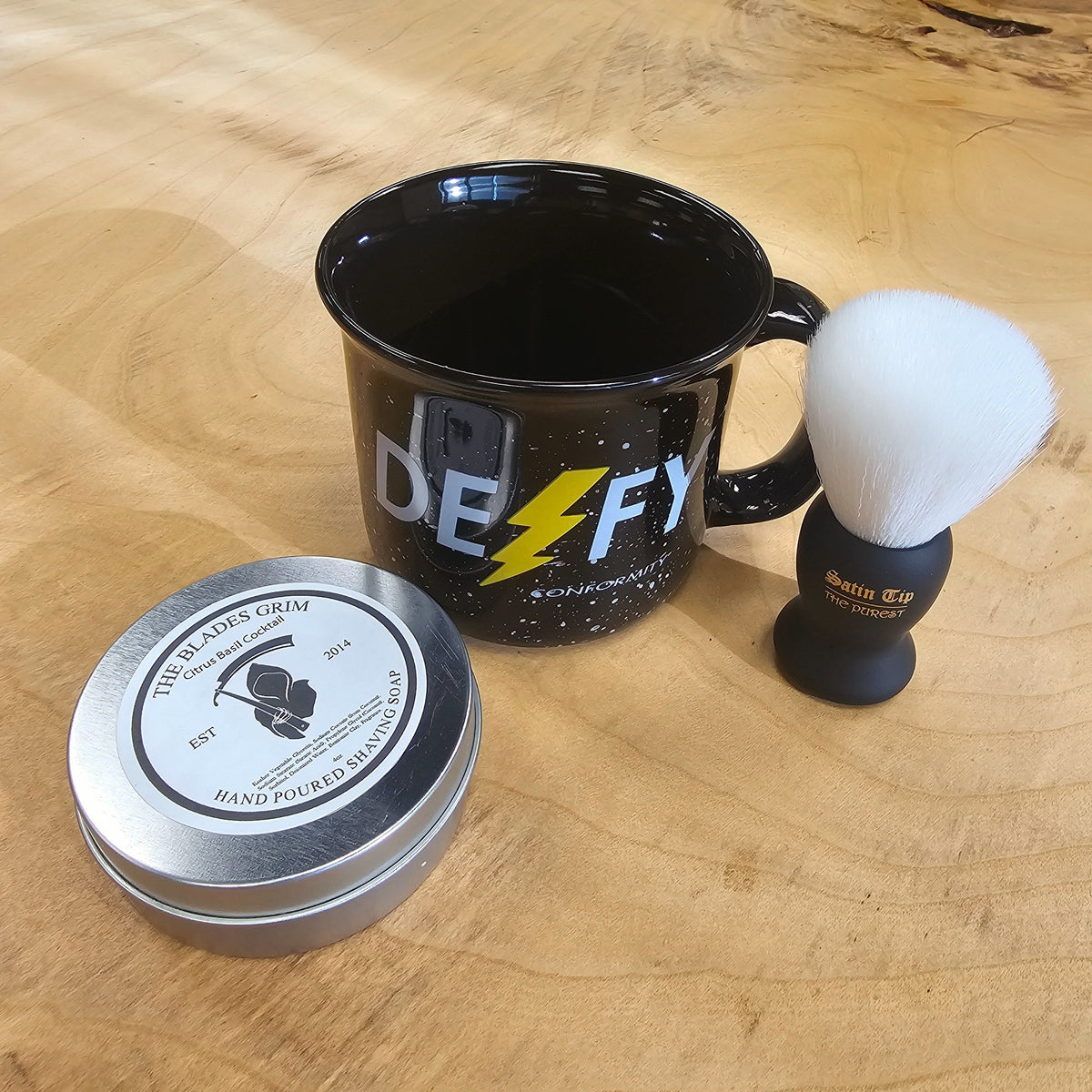 Defy Shaving Mug with Soap & Brush! — Classic Shaving