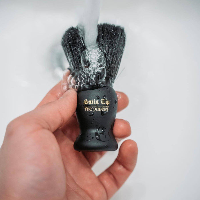 Smolder Soap and Satin Tip - The Purest Black Shave Brush Combo