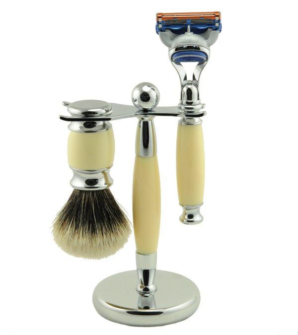 Vintage Blades Brand 3-Piece Razor Set for Fusion Cartridges - Ivory