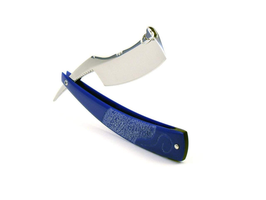 ALEX JACQUES CUSTOM 7/8" RAZOR - WITH RING and BLUE G10 SCALES-