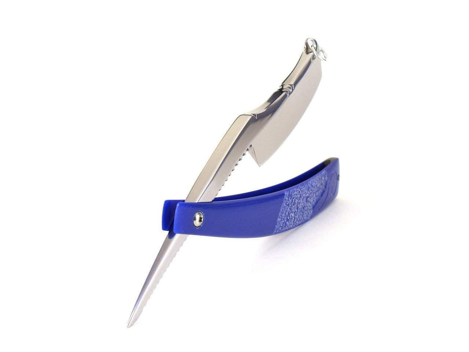 ALEX JACQUES CUSTOM 7/8" RAZOR - WITH RING and BLUE G10 SCALES-