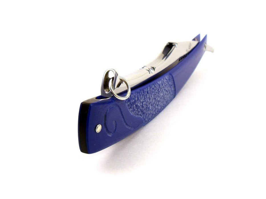 ALEX JACQUES CUSTOM 7/8" RAZOR - WITH RING and BLUE G10 SCALES-