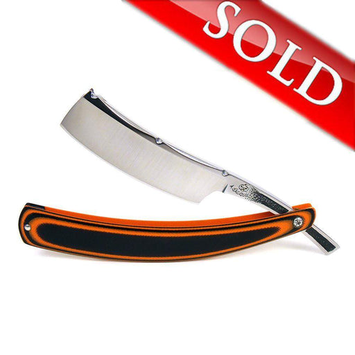 Alex Jacques Custom 7/8" Straight Razor With "Tiger" Black and Orange G10 Scales-