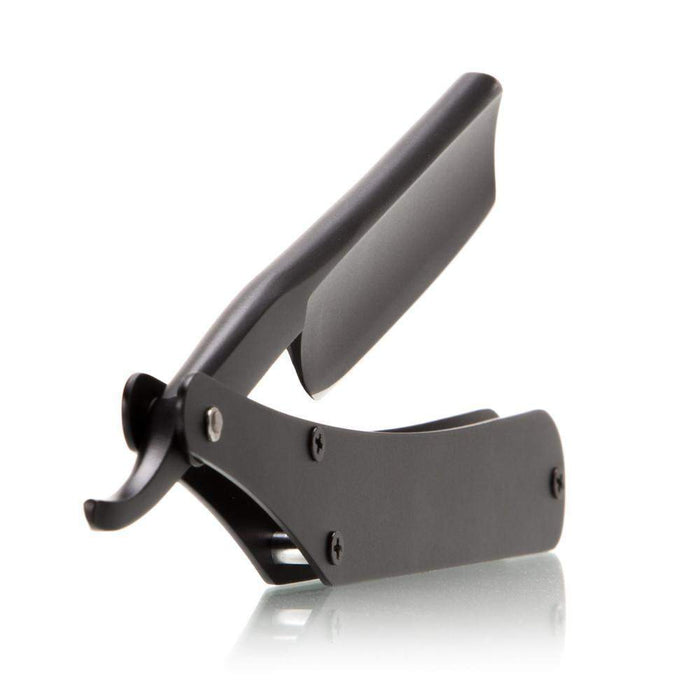 Black Grim Dollar Straight Razor In Black Stainless Scales-