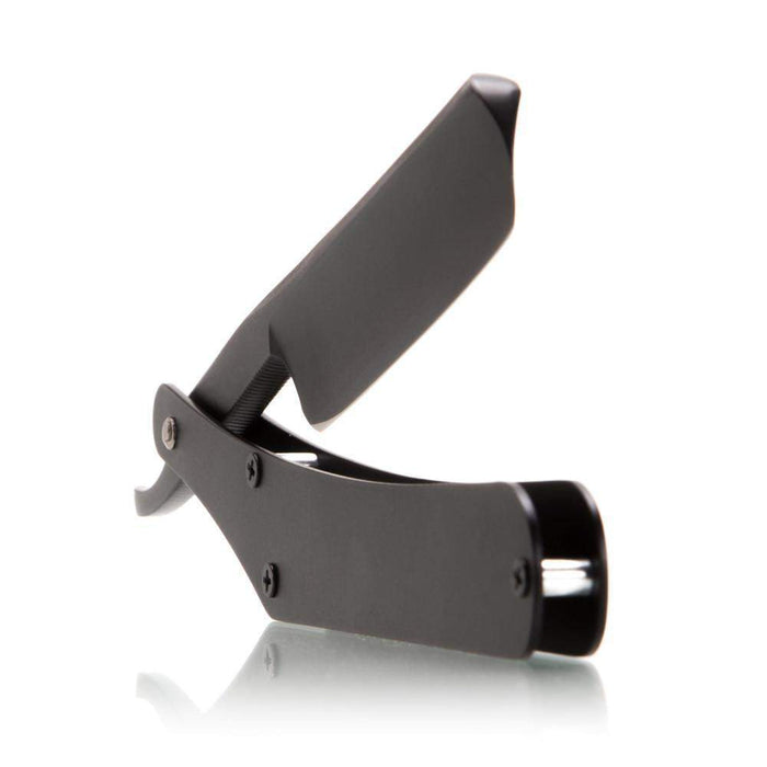 Black Grim Dollar Straight Razor In Black Stainless Scales-