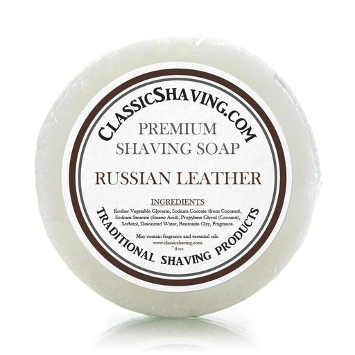 Classic Shaving Mug Soap - 3" Russian Leather-