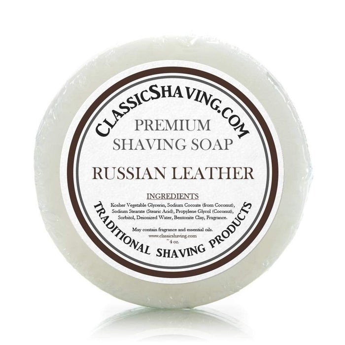 Classic Shaving Mug Soap - 3" Russian Leather-