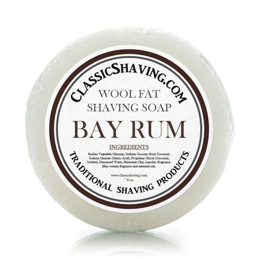 Classic Shaving Wool Fat Shaving Soap - 3" Bay Rum-