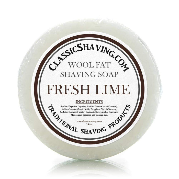 Classic Shaving Wool Fat Shaving Soap - 3" Fresh Lime-