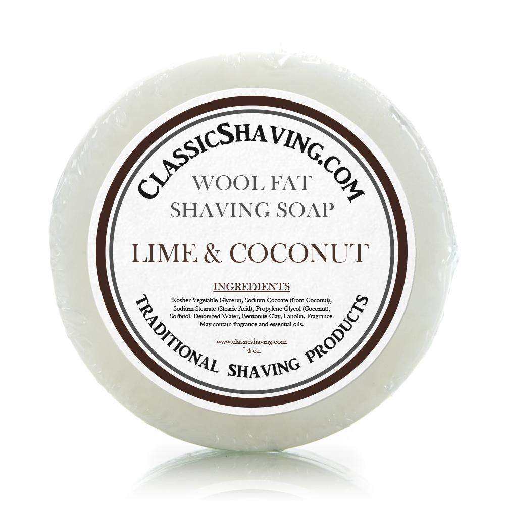 Classic Shaving Wool Fat Shaving Soap - 3" Lime & Coconut-