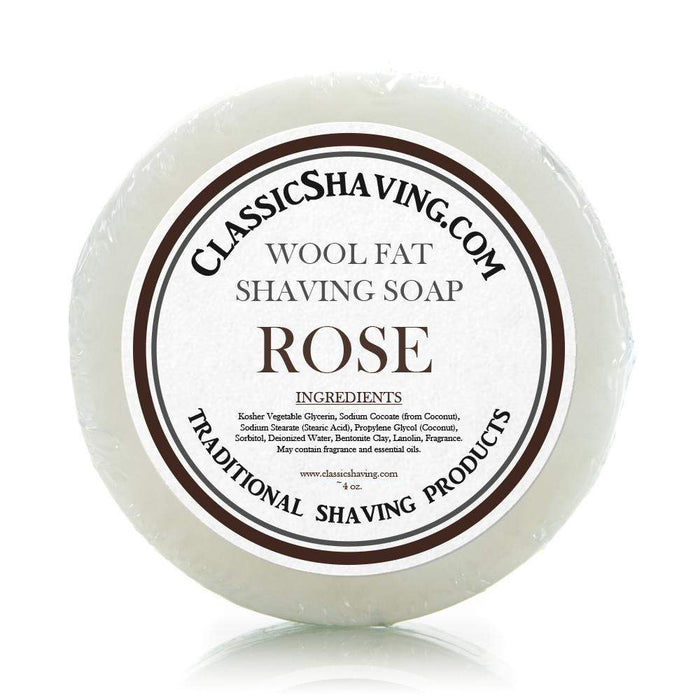 Classic Shaving Wool Fat Shaving Soap - 3" Rose-