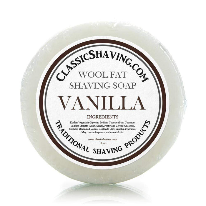 Classic Shaving Wool Fat Shaving Soap - 3" Vanilla-