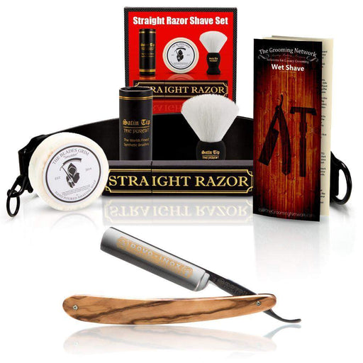 DOVO 5/8" "Olive Wood Inox" Straight Razor with Luxury Shave Set-