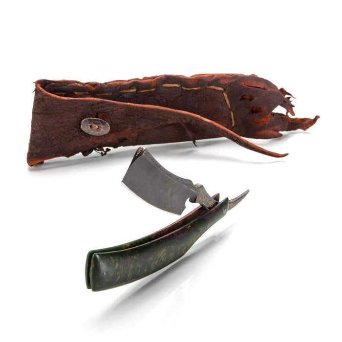 Dylan Farnham Custom Straight Razor - Green Resin With Copper, Manzanita Burl Scales-