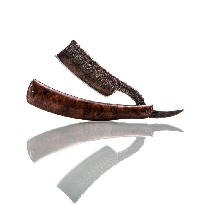 Dylan Farnham Custom Straight Razor - Stabilized Redwood Burl Wood Scales-