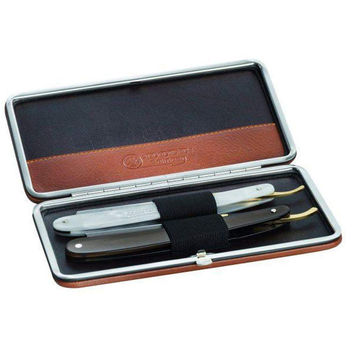 Hard-Sided Leather Case for Two Razors-