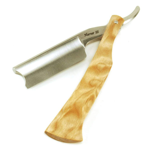 Harner 15/16 XHP Full-hollow Barber's Notch Razor, with quilted maple scales-