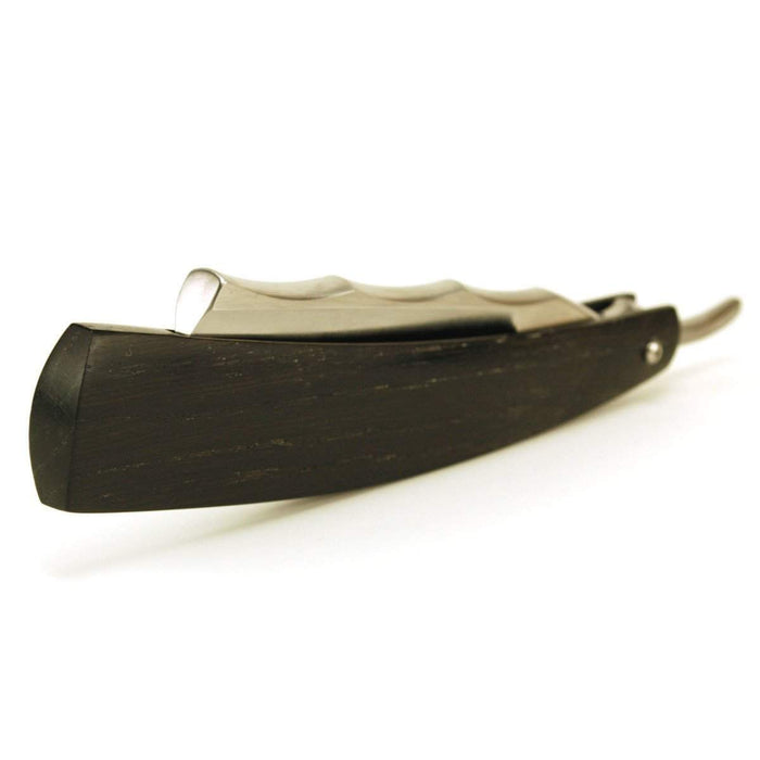 Harner 7/8 CPM154 SS Full-Hollow Ground Razor, with decorative spinework and 5,460 yr. old bog oak scales-