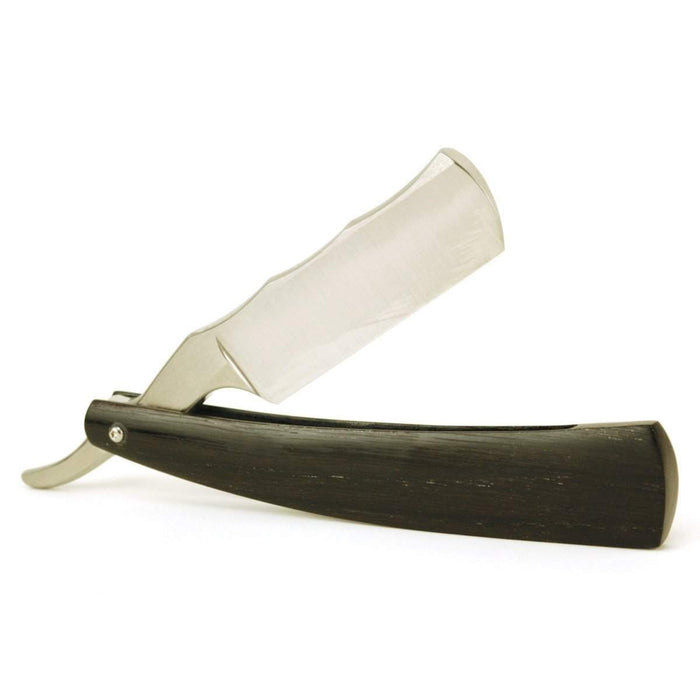 Harner 7/8 CPM154 SS Part-Hollow Ground Razor, with decorative spinework and 5,460 yr. old bog oak scales-