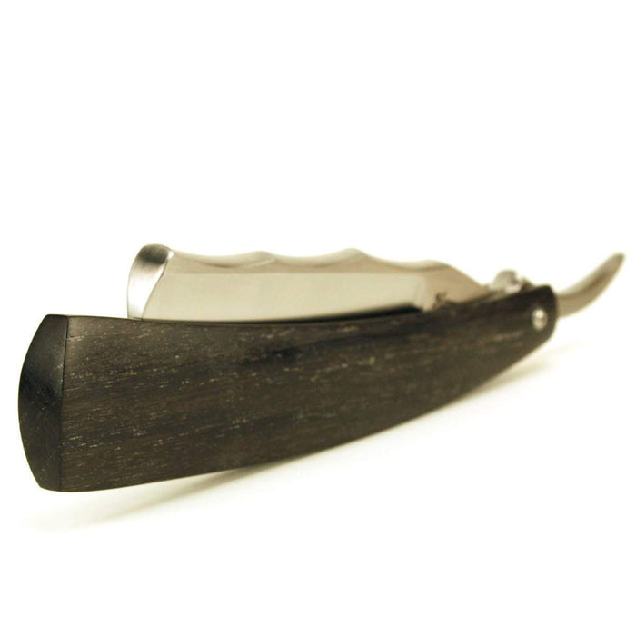 Harner 7/8 CPM154 SS Wedge-ground Razor, with decorative spinework and 5,460 yr. old bog oak scales-