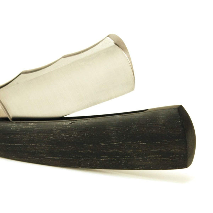 Harner 7/8 CPM154 SS Wedge-ground Razor, with decorative spinework and 5,460 yr. old bog oak scales-