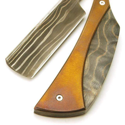 Harner 7/8 Damascus Razor, Titanium & Exotic Hardwood scales-
