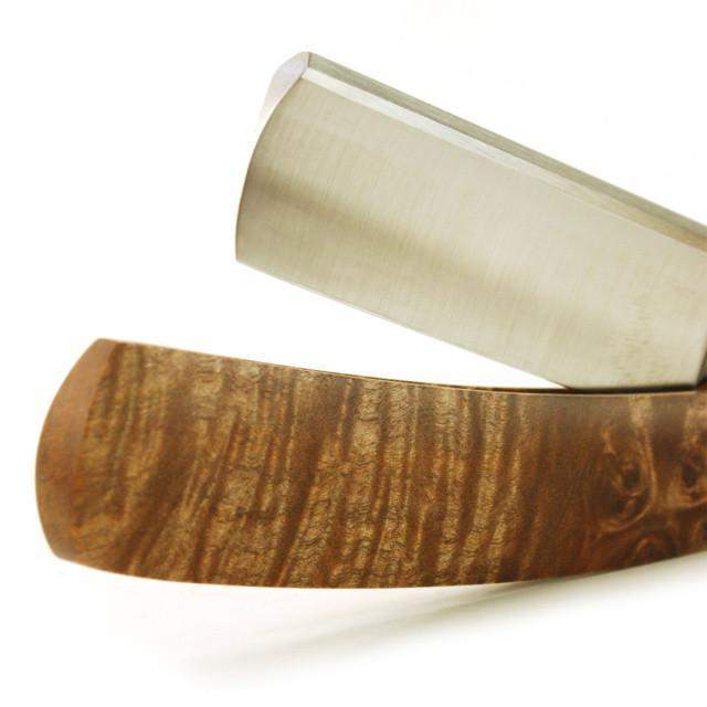 Harner 7/8 Full-Hollow B52 Carbon Steel Razor, with Maple Burl scales-