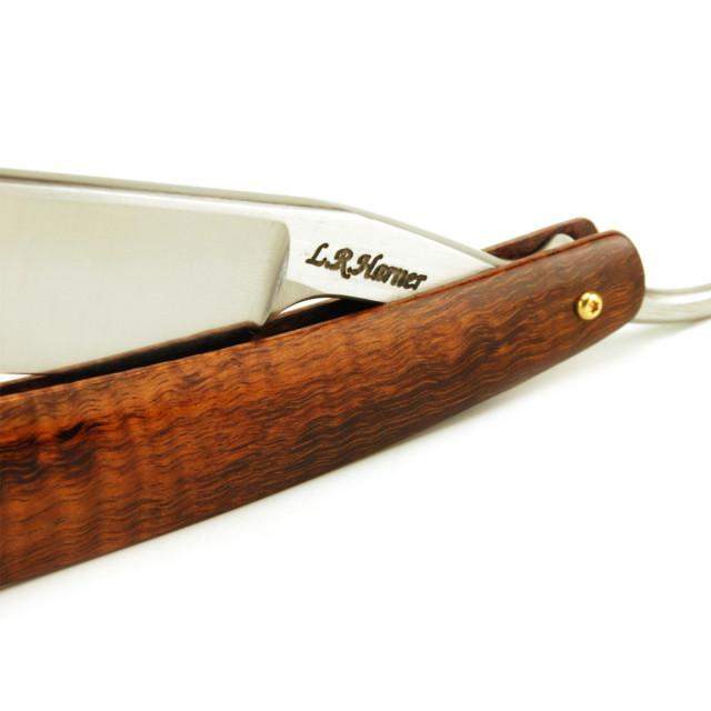 Harner 7/8 Stainless Steel, Quarter Hollow Ground, Curly Koa Scales w/ Matching Silvertip Badger Brush-