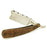 Harner 7/8 XHP Half-hollow Barber's Notch Razor, with decorative spinework and claro walnut scales-
