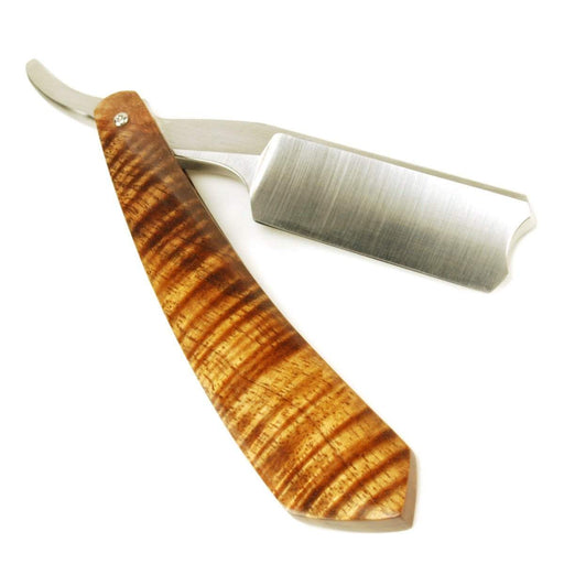 Harner 7/8 XHP Quarter-Hollow Ground Barber's Notch Razor, with curly koa scales-
