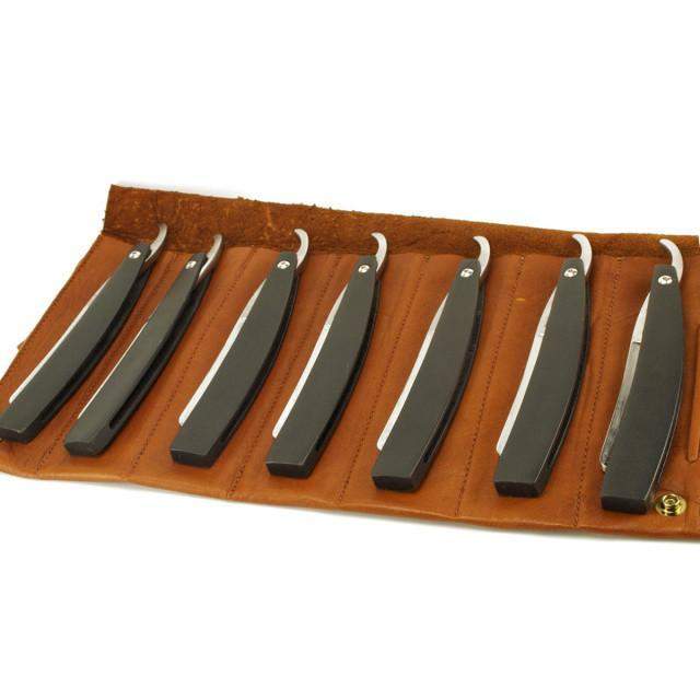 Hart Steel 7 Day Set, Black 6/8 Razors, Satin Finish, Round Point-