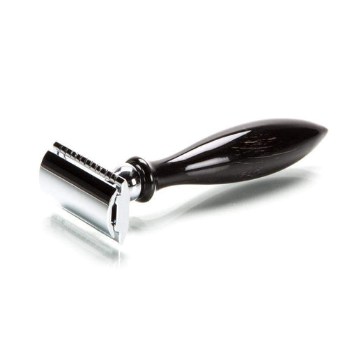 Parker 12R Chrome and Buffalo Horn Safety Razor-Dark Horn