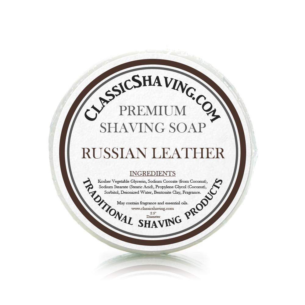 Russian Leather Scent - Classic Shaving Mug Soap - 2.5" Regular Size-