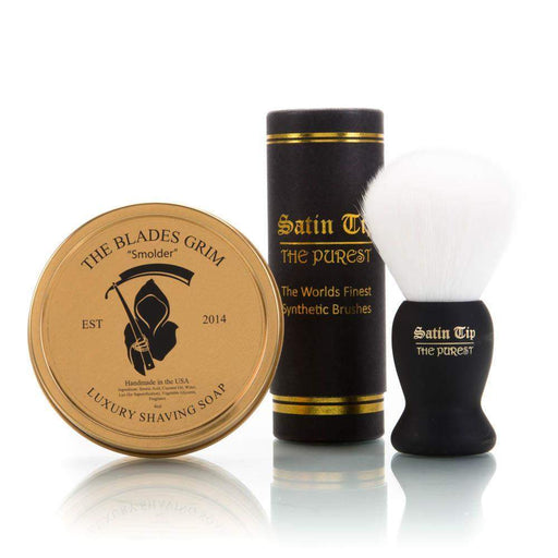 Smolder Soap and Satin Tip - The Purest White Shave Brush Combo-