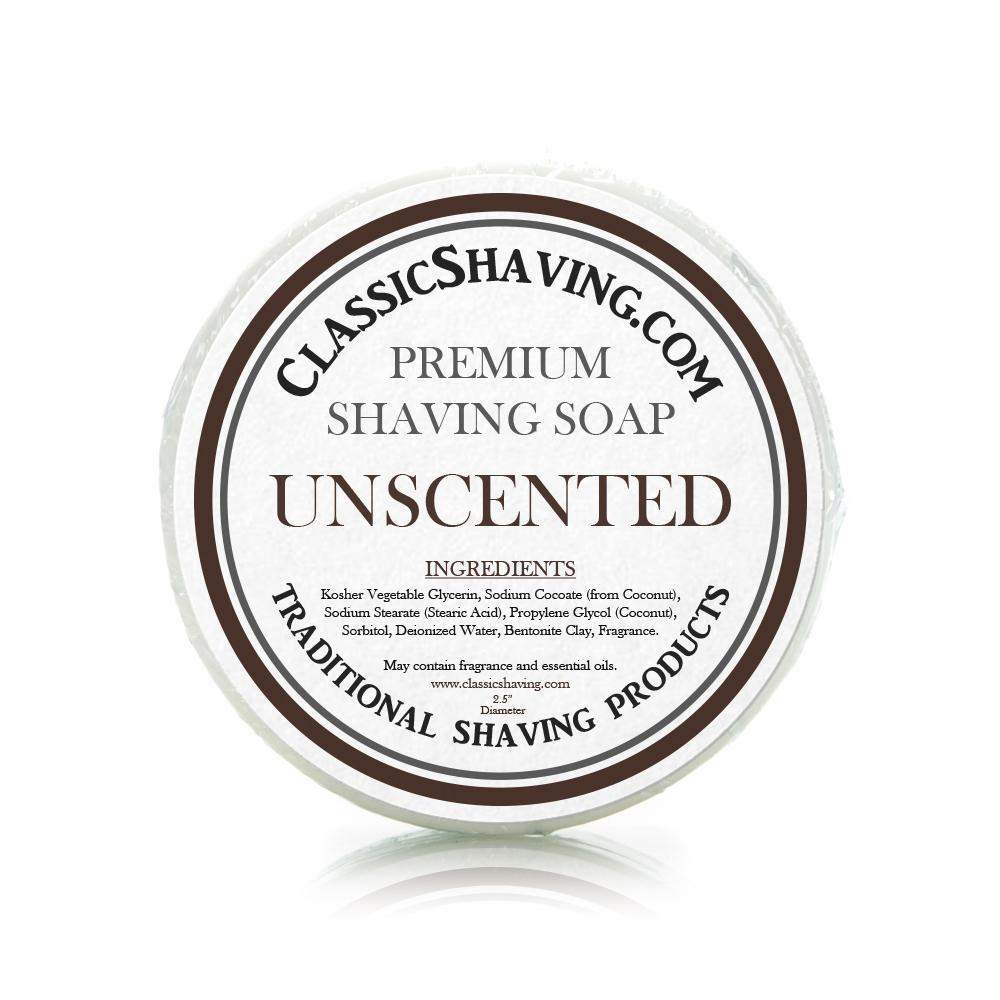 Unscented Scent - Classic Shaving Mug Soap - 2.5" Regular Size-